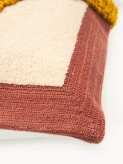 Funda de cojín bordada de algodón texturizada Reza