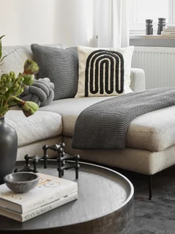 Funda de cojín bordada de algodón texturizada Vahid