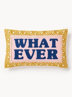 Funda de cojín con inscripción bordada Whatever