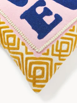 Funda de cojín con inscripción bordada Whatever