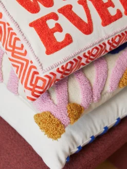 Funda de cojín con inscripción bordada Whatever