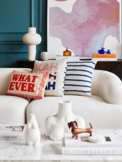 Funda de cojín con inscripción bordada Whatever