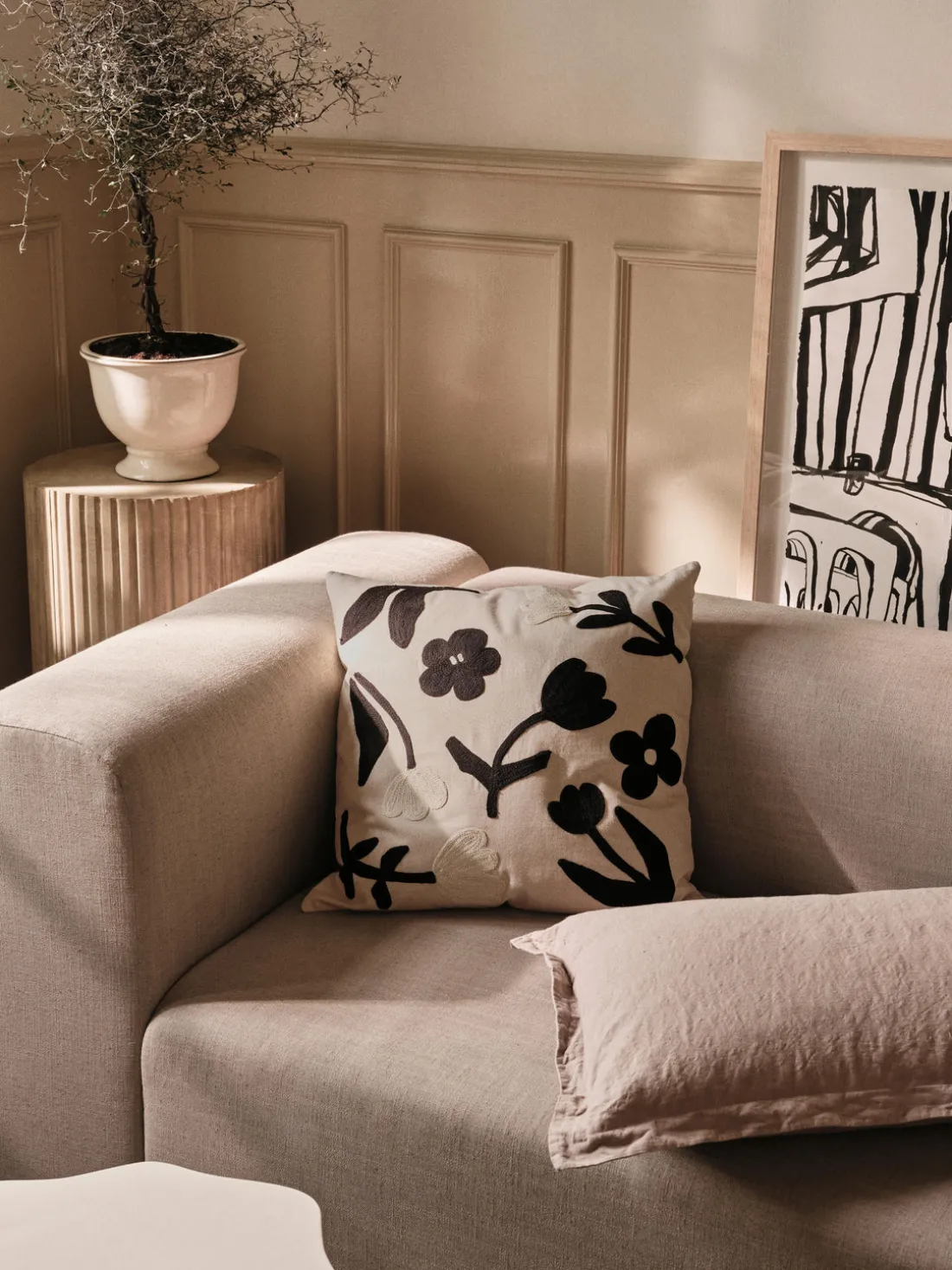 Funda de cojín de algodón con motivo floral Rosita