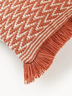 Funda de cojín de exterior con tejido estampado y flecos Suria