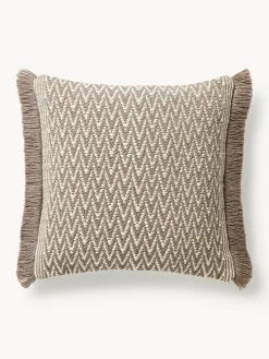 Funda de cojín de exterior con tejido estampado y flecos Suria