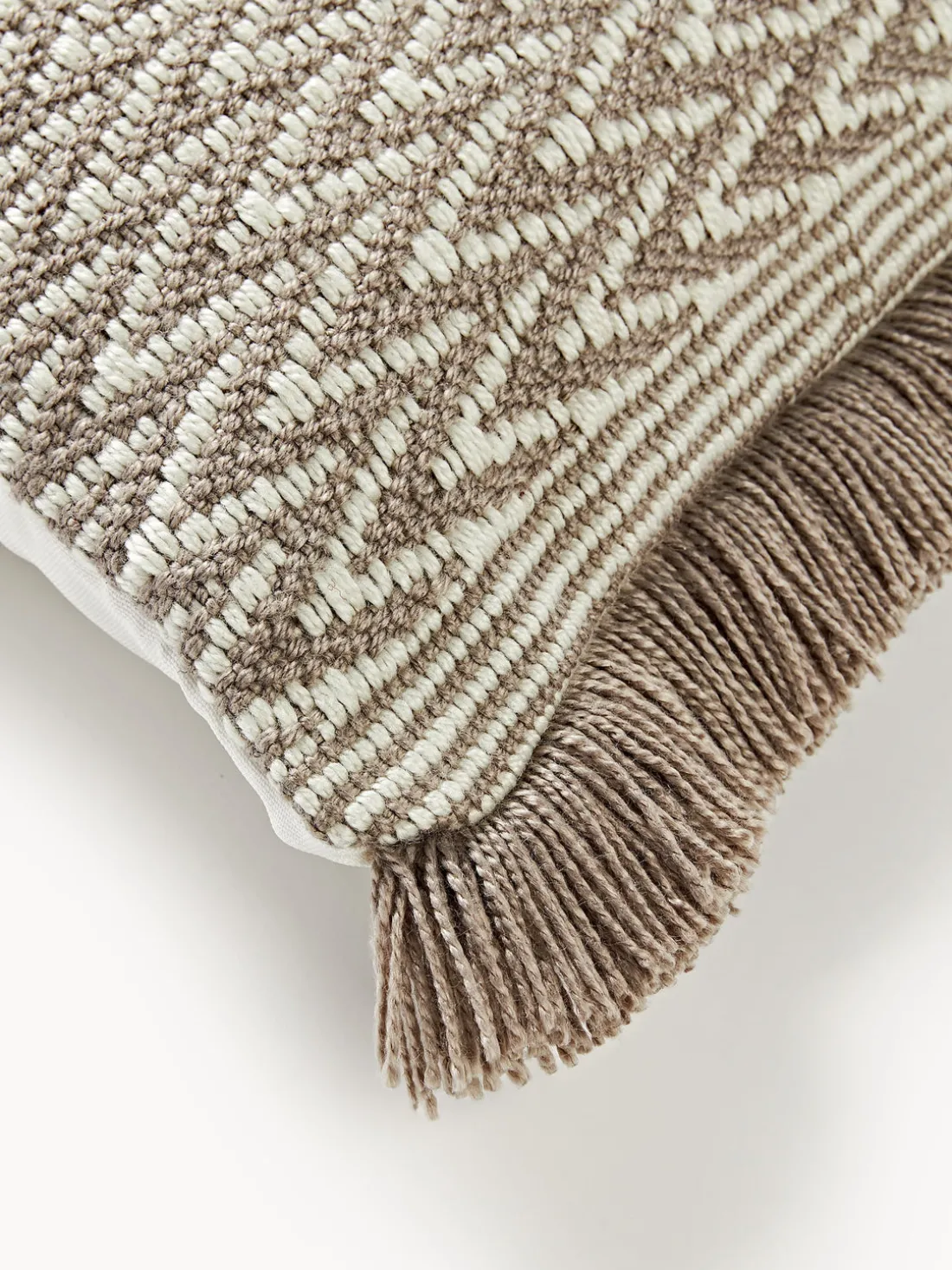 Funda de cojín de exterior con tejido estampado y flecos Suria