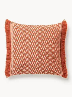 Funda de cojín de exterior con tejido estampado y flecos Suria