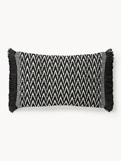 Funda de cojín de exterior con tejido estampado y flecos Suria