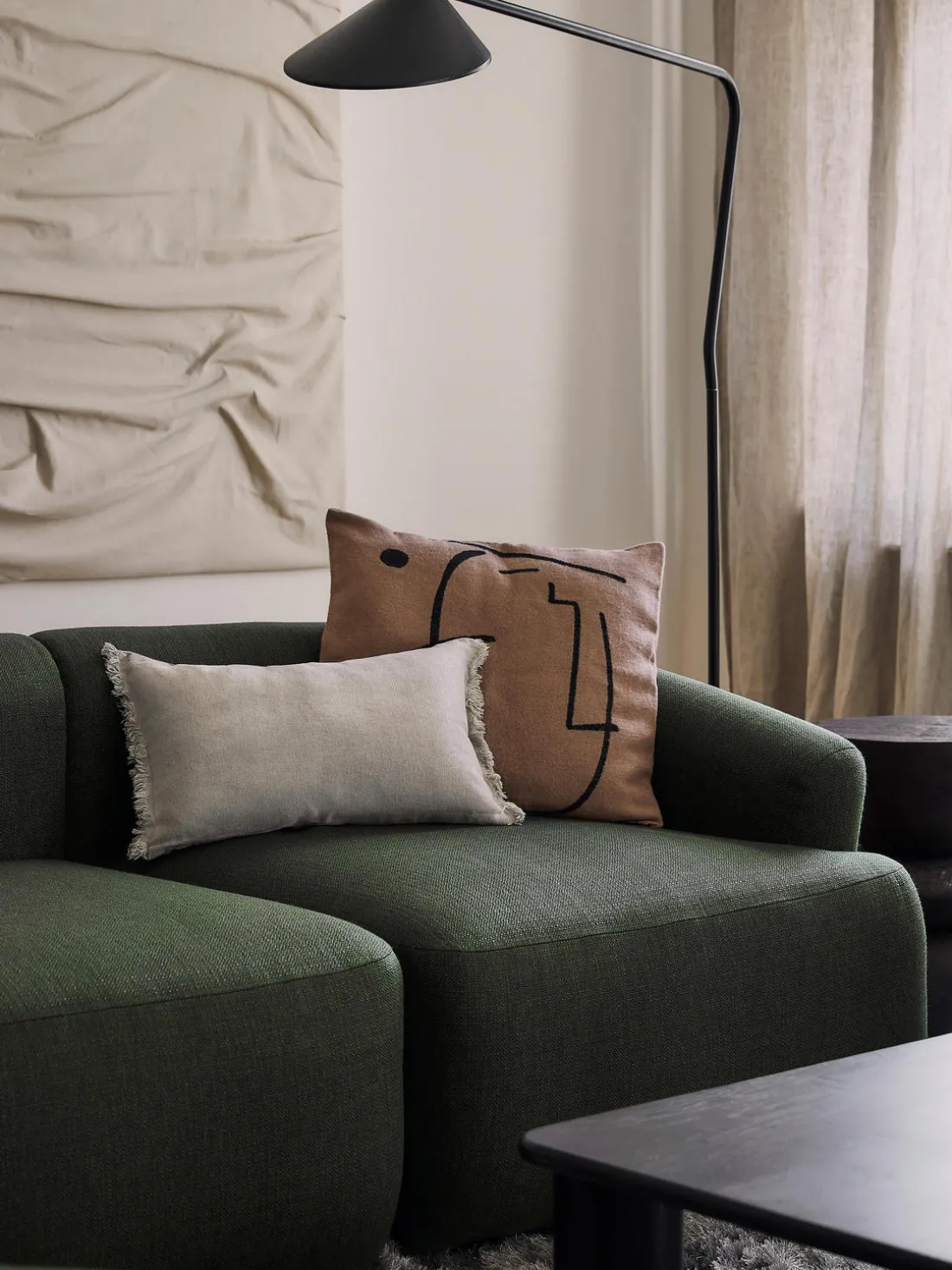 Funda de cojín de lino con flecos Luana