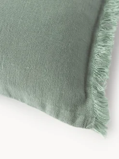 Funda de cojín de lino con flecos Luana