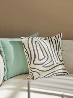 Funda de cojín de lino con flecos Luana