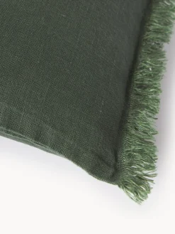 Funda de cojín de lino con flecos Luana