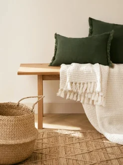 Funda de cojín de lino con flecos Luana