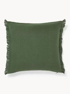 Funda de cojín de lino con flecos Luana