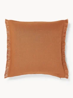 Funda de cojín de lino con flecos Luana