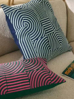 Funda de cojín de lino con estampado gráfico Lexi