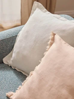 Funda de cojín de lino con dobladillo elevado Taryn