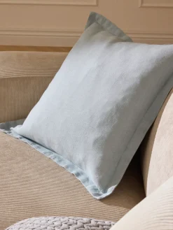 Funda de cojín de lino con dobladillo elevado Taryn