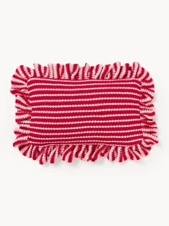 Funda de cojín de punto a rayas con volantes Blaise