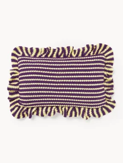 Funda de cojín de punto a rayas con volantes Blaise