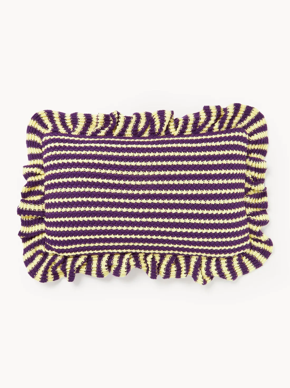 Funda de cojín de punto a rayas con volantes Blaise