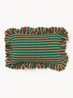 Funda de cojín de punto a rayas con volantes Blaise