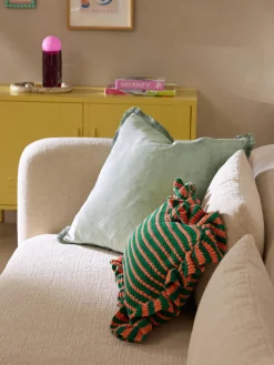 Funda de cojín de punto a rayas con volantes Blaise