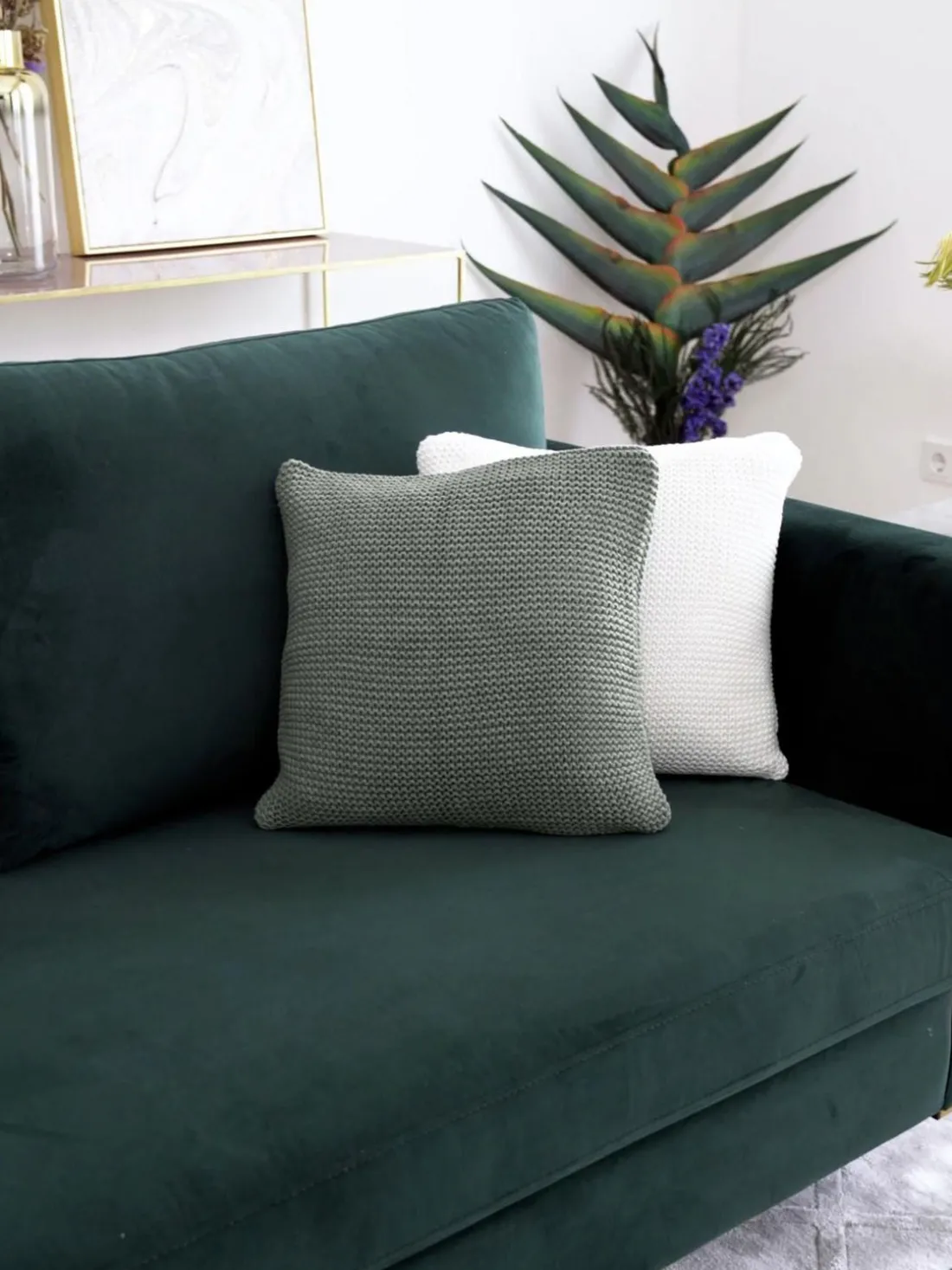 Funda de cojín de punto de algodón ecológico Adalyn