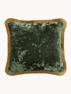 Funda de cojín de terciopelo con flecos Cyrus