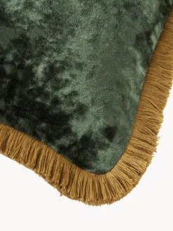 Funda de cojín de terciopelo con flecos Cyrus