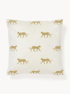 Funda de cojín de terciopelo bordada Cheetah