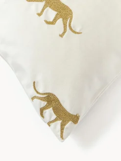 Funda de cojín de terciopelo bordada Cheetah