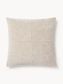 Funda de cojín de terciopelo de estructura lineal fina Fiona