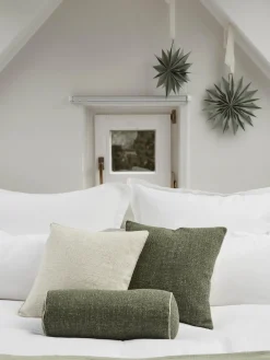 Funda de cojín en tejido bouclé con ribete Aya