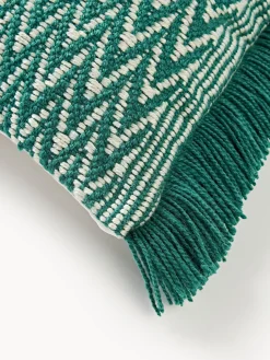 Funda de cojín para exterior con tejido artesanal y flecos Suria