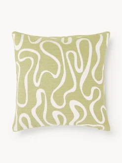 Funda de cojín para exterior con estampado de ondas bordadas Shanti