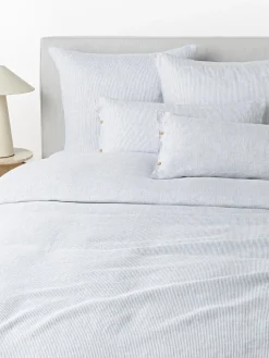 Funda nórdica de lino lavado con rayas finas Rinna