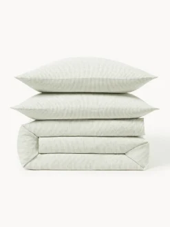 Funda nórdica de lino lavado con rayas finas Rinna