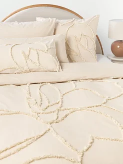 Funda nórdica de percal con decoración de penachos Madeline