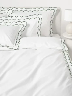 Funda nórdica de percal con dobladillo bordado Atina