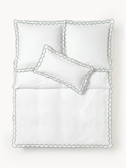 Funda nórdica de percal con dobladillo bordado Atina