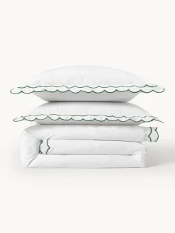 Funda nórdica de percal con dobladillo bordado Atina