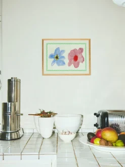 Impresión digital Flower With Checks 01