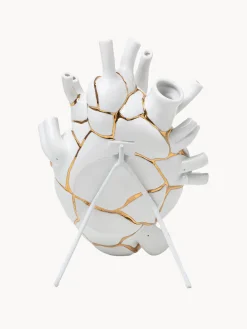 Jarrón de porcelana con decoración dorada Love in Bloom, 25 cm