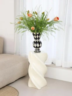 Jarrón de rombos pintado a mano, 30 cm