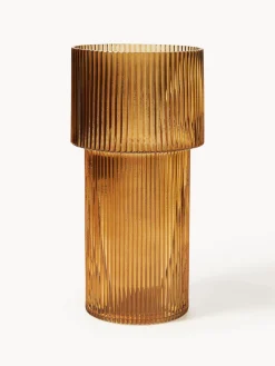 Jarrón de vidrio acanalado Lija, 30 cm