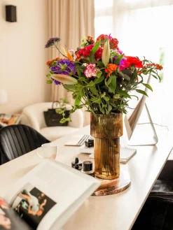 Jarrón de vidrio acanalado Lija, 30 cm