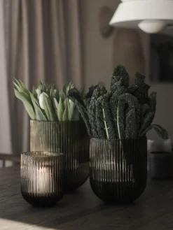 Jarrón de vidrio Simple Stripe, 14 cm