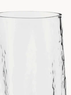 Jarrón de vidrio soplado artesanalmente con relieves Gry, 30 cm