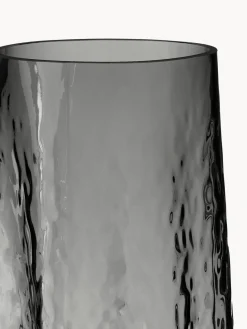 Jarrón de vidrio soplado artesanalmente con relieves Gry, 30 cm